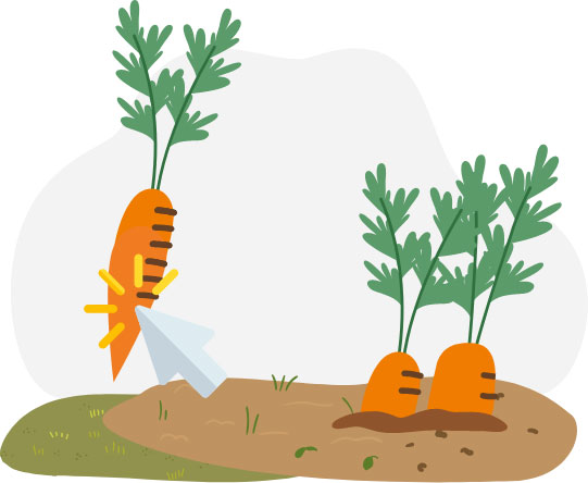 Illustration of mouse over carrots